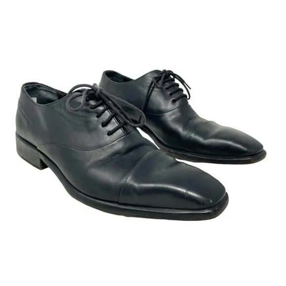 * Dior Timeless Derby Black Leather Dress Shoes Size 40.5 (US 7.5) Made in Italy