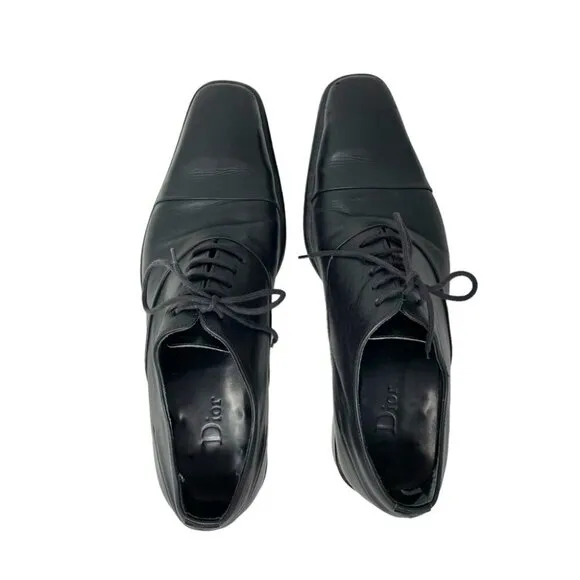* Dior Timeless Derby Black Leather Dress Shoes Size 40.5 (US 7.5) Made in Italy