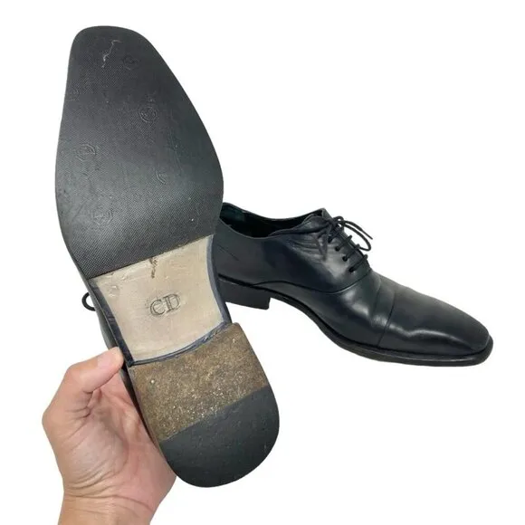 * Dior Timeless Derby Black Leather Dress Shoes Size 40.5 (US 7.5) Made in Italy