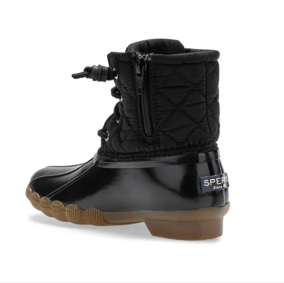 🆕 Sperry Topsider Saltwater Kids Nylon Quilt Duck Boots Fall Winter Classic