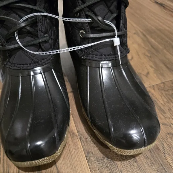 🆕 Sperry Topsider Saltwater Kids Nylon Quilt Duck Boots Fall Winter Classic