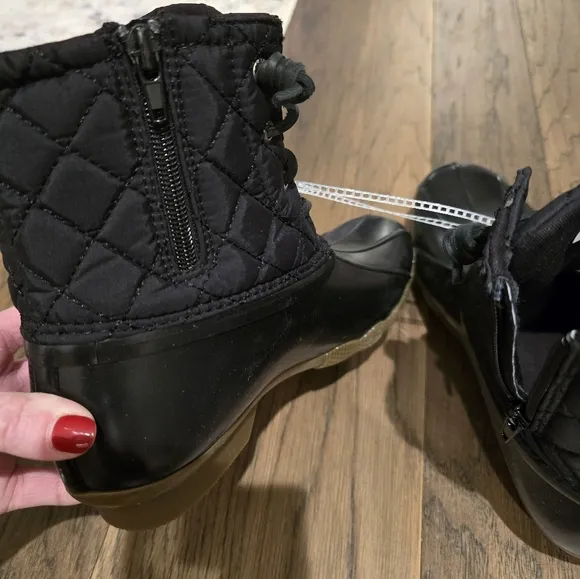 🆕 Sperry Topsider Saltwater Kids Nylon Quilt Duck Boots Fall Winter Classic