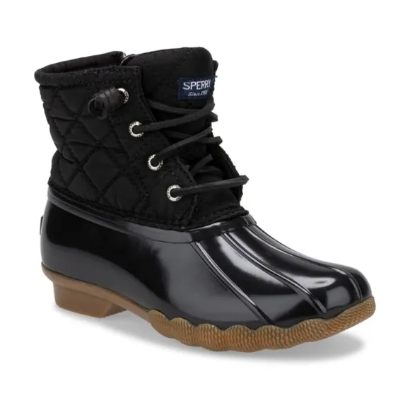 🆕 Sperry Topsider Saltwater Kids Nylon Quilt Duck Boots Fall Winter Classic
