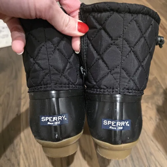 🆕 Sperry Topsider Saltwater Kids Nylon Quilt Duck Boots Fall Winter Classic
