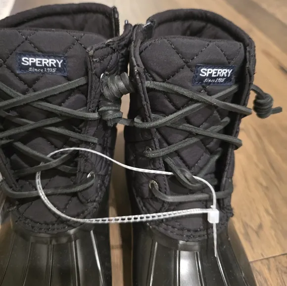 🆕 Sperry Topsider Saltwater Kids Nylon Quilt Duck Boots Fall Winter Classic