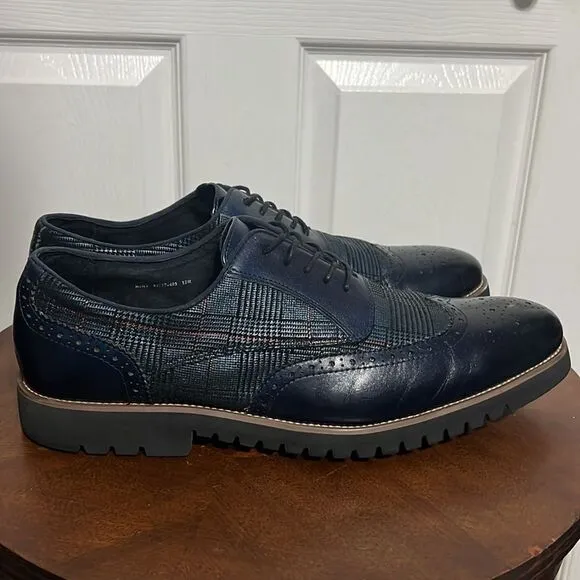 🔥🔥 STACY ADAMS  Baxley Oxford Derby Wingtip Shoes - Ink Blue - Sz 13M - EUC