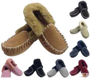 100% Sheepskin Moccasins Slippers Winter Casual Genuine Slip On UGG Non-Slip