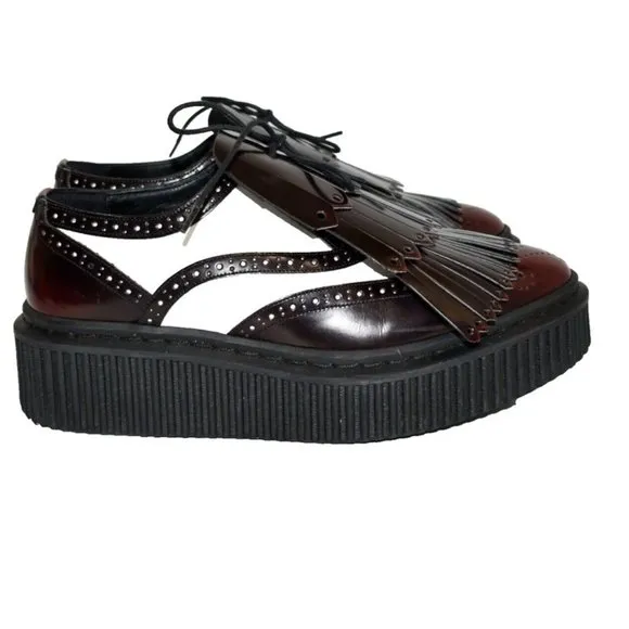 $1400 Burberry KILTIE Two Tone Brogue Leather Chelsam Lace Up Platform 36 (SE13)