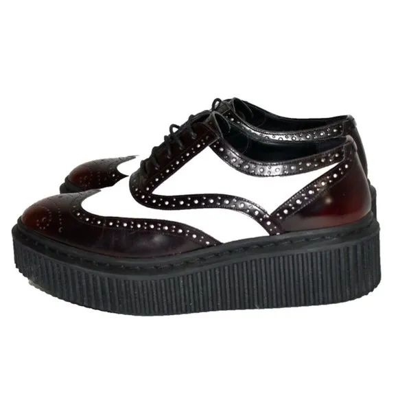 $1400 Burberry KILTIE Two Tone Brogue Leather Chelsam Lace Up Platform 36 (SE13)