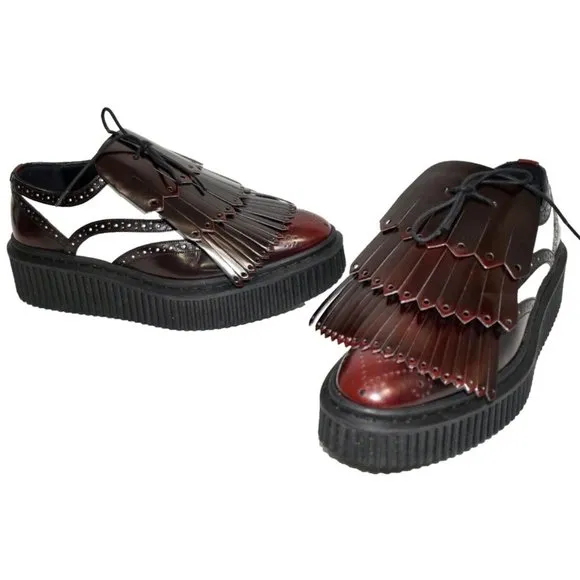 $1400 Burberry KILTIE Two Tone Brogue Leather Chelsam Lace Up Platform 36 (SE13)
