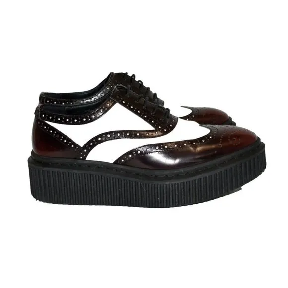 $1400 Burberry KILTIE Two Tone Brogue Leather Chelsam Lace Up Platform 36 (SE13)