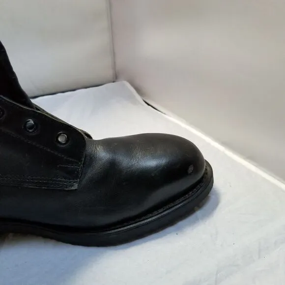 1990 ADDISON USA BLACK LEATHER LACE UP ZIP UP STEEL TOE FLIGHT BOOTS 7.5 XW