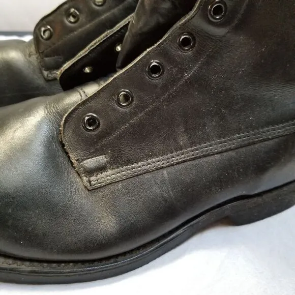 1990 ADDISON USA BLACK LEATHER LACE UP ZIP UP STEEL TOE FLIGHT BOOTS 7.5 XW