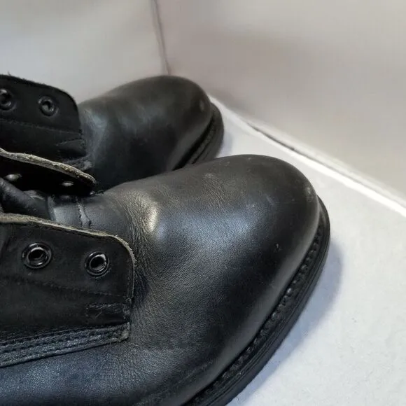 1990 ADDISON USA BLACK LEATHER LACE UP ZIP UP STEEL TOE FLIGHT BOOTS 7.5 XW