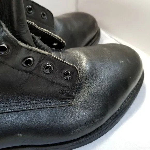 1990 ADDISON USA BLACK LEATHER LACE UP ZIP UP STEEL TOE FLIGHT BOOTS 7.5 XW