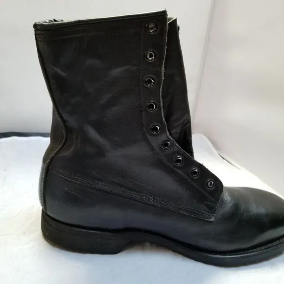1990 ADDISON USA BLACK LEATHER LACE UP ZIP UP STEEL TOE FLIGHT BOOTS 7.5 XW