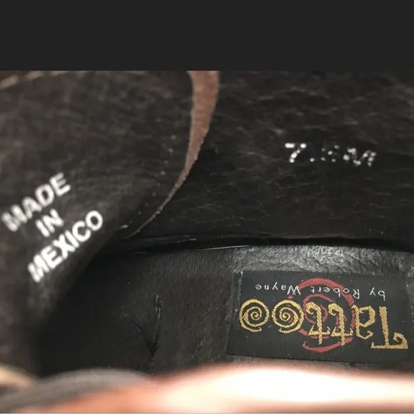 1990s TATTOO by ROBERT WAYNE Brown Leather Combat Boots Size 7 1/2 (7.5)