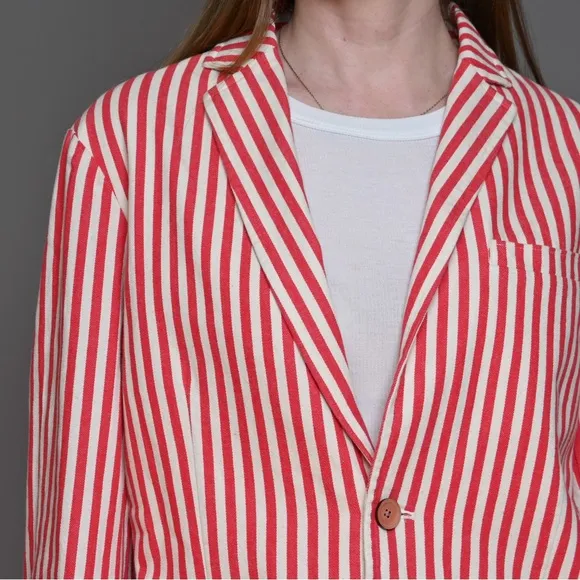219. VINTAGE Men’s Stripe Barbershop Quartet Casual Blazer Jacket 44&quot; Chest