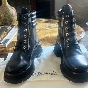 3.1 Phillip Lim Black Combat Moto Boots. Size 40. NWB