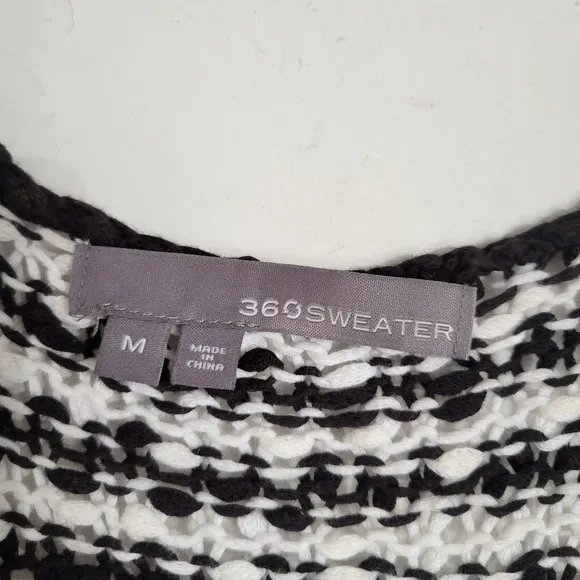 360 Sweater Back and White Striped Knit Scoop Neck Tank Sweater Size Medium