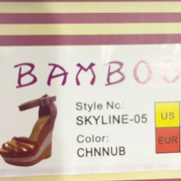#436 NIB NWT BAMBOO Skyline Brown Tan Beige Platform Wedges Sandals