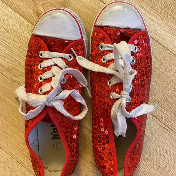 5 Children’s Large Dance Costumes Bundle plus red sequin shoes