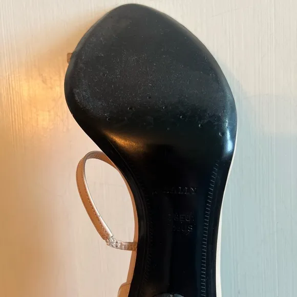 $650 Bally Womens Sadara Leather Shoes Beige and Black Size 38 Made in Italy