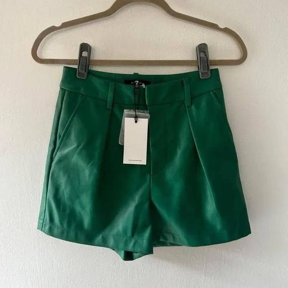 7 For All Mankind- Revolve green faux leather matching 2 piece shorts coord set