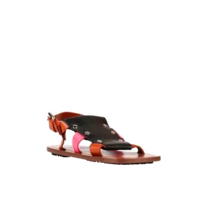 $925 PLAN C Women's Brown Colorblock Touch Strap Sandal Shoes Size 38 EU/8 US