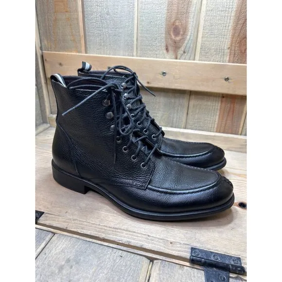 9M Black Brown 1826 Men's Black Henry Bartlett Leather Lace Up Boots