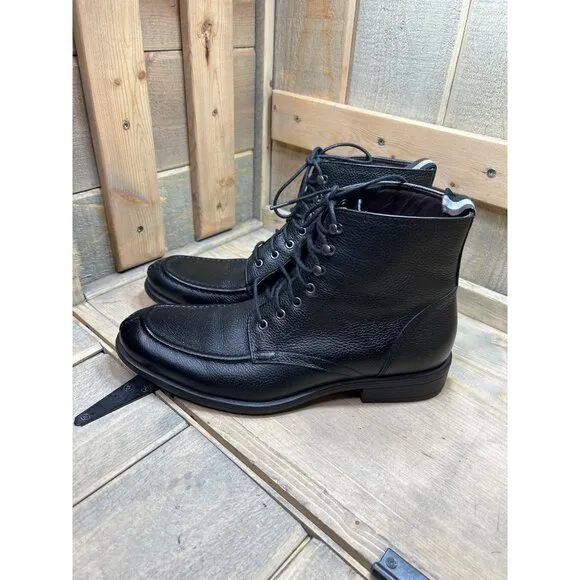 9M Black Brown 1826 Men's Black Henry Bartlett Leather Lace Up Boots