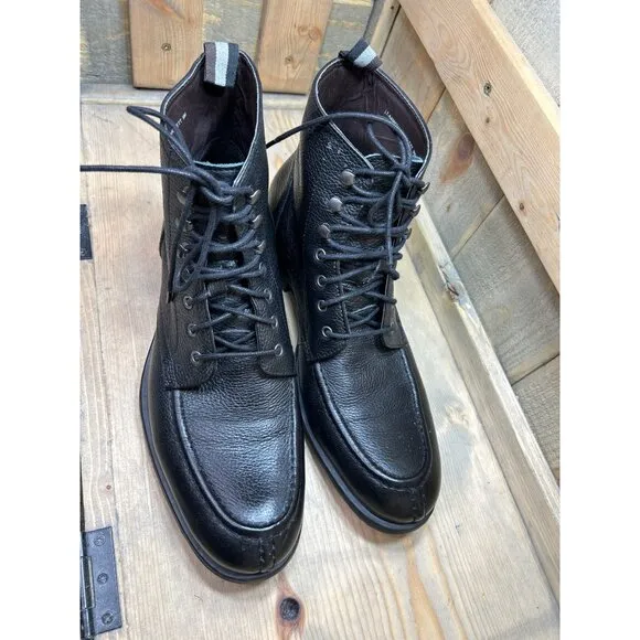 9M Black Brown 1826 Men's Black Henry Bartlett Leather Lace Up Boots