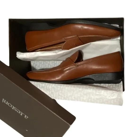 A. Testoni Black Label Leather Loafers, Brown Split-Toe Shoes   Shoe Trees