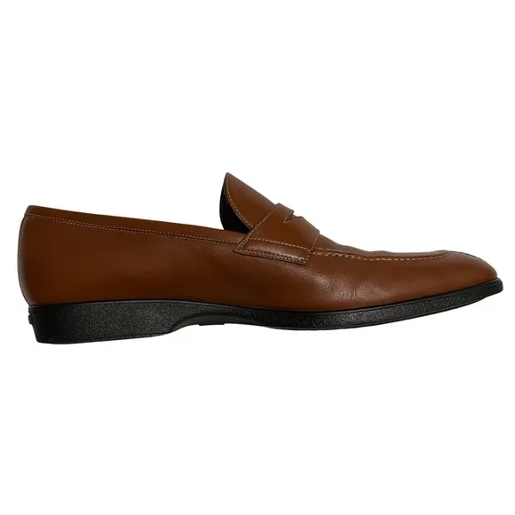 A. Testoni Black Label Leather Loafers, Brown Split-Toe Shoes   Shoe Trees