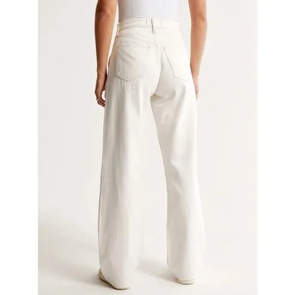 Abercrombie &amp; Fitch The Loose High Rise Jeans Curve Love Straight Leg Pleated