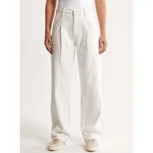 Abercrombie &amp; Fitch The Loose High Rise Jeans Curve Love Straight Leg Pleated