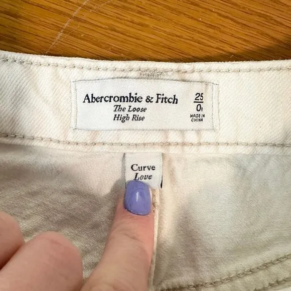Abercrombie &amp; Fitch The Loose High Rise Jeans Curve Love Straight Leg Pleated