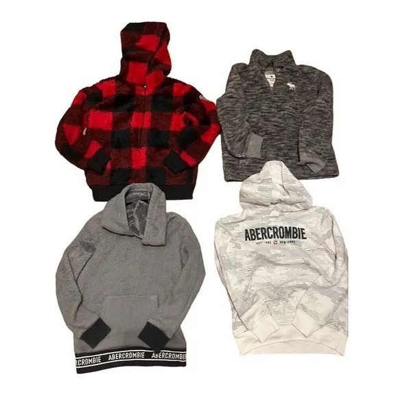 Abercrombie Sweatshirt Kid 7 Black Hoodie Buffalo Plaid Tie Dye Ombre Preppy 8