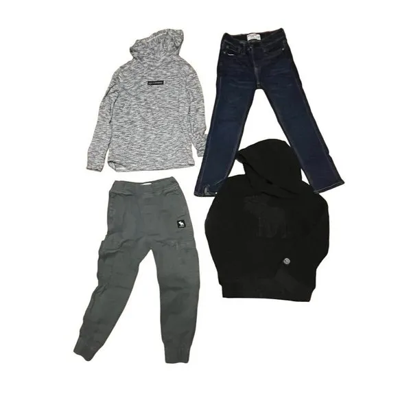Abercrombie Sweatshirt Kid 7 Black Hoodie Buffalo Plaid Tie Dye Ombre Preppy 8