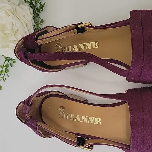 About Arianne slingback peep-toe suede wooden heel flats women's size 37