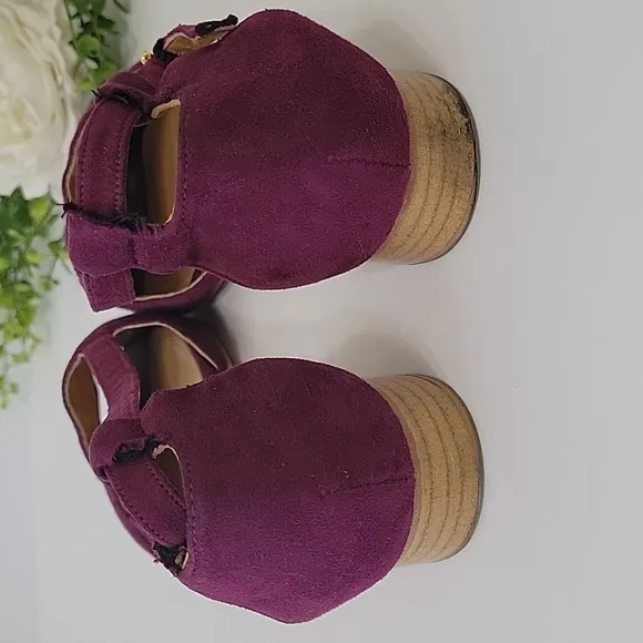 About Arianne slingback peep-toe suede wooden heel flats women's size 37