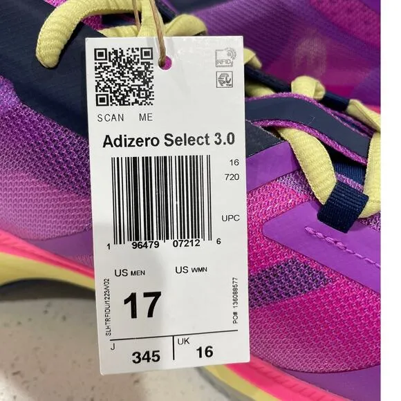 adidas Adizero Select 3.0 Purple Burst Sz 17 New Released May 2025