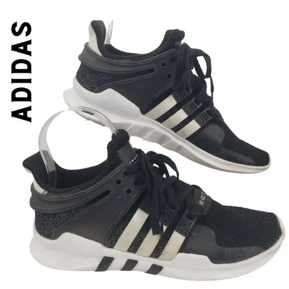 ADIDAS EQT Equipment Support ADV Flyknit Running Shoe Black Sparkle M8/W9