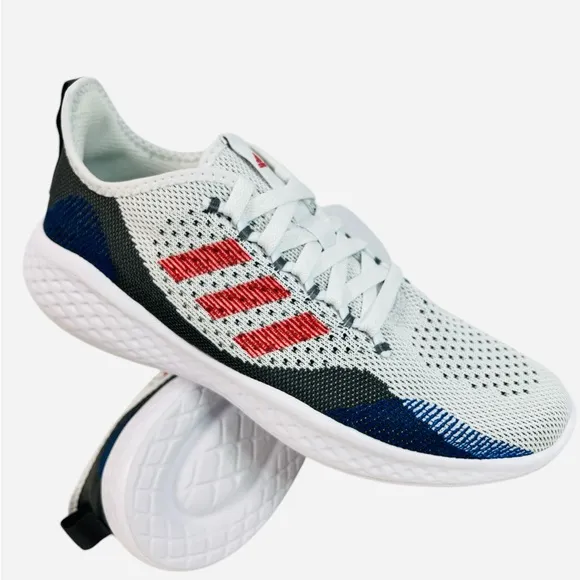 Adidas Fluidflow 2.0 Running Shoes Gray White Red GW4013 Sneaker Mens Size 9
