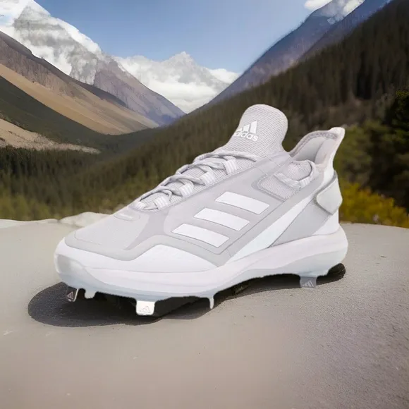 Adidas Icon 7 Boost Metal Cleat Baseball Heel Strap Shoe WHITE | SILVER Sz 13