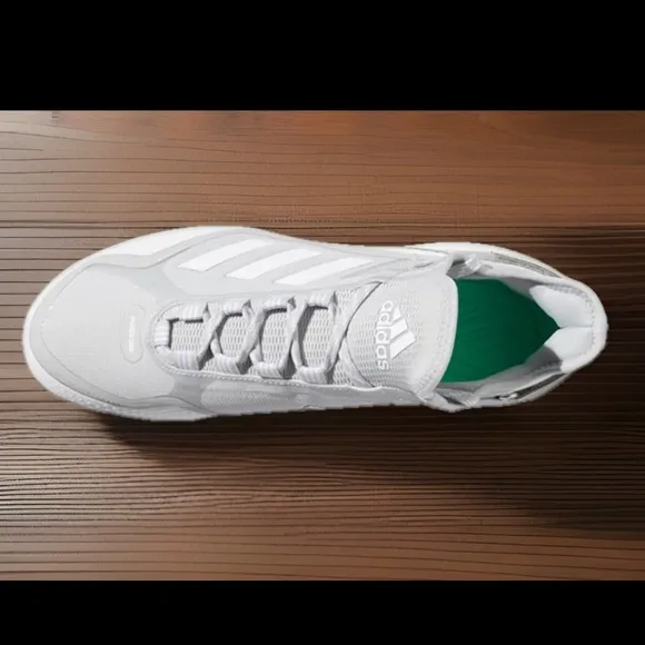 Adidas Icon 7 Boost Metal Cleat Baseball Heel Strap Shoe WHITE | SILVER Sz 13