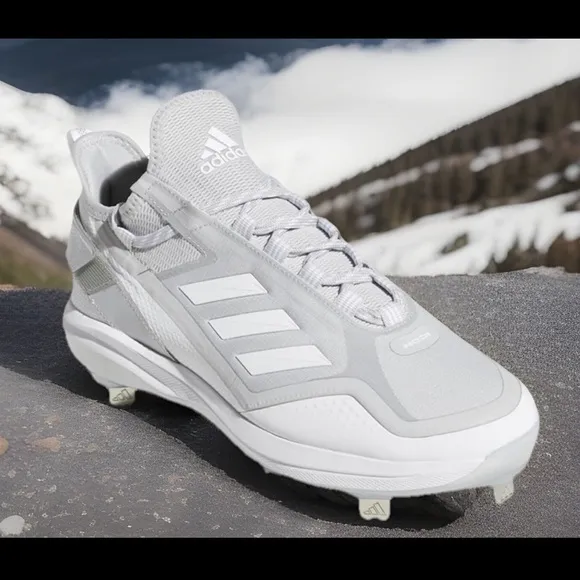 Adidas Icon 7 Boost Metal Cleat Baseball Heel Strap Shoe WHITE | SILVER Sz 13