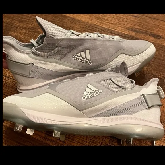 Adidas Icon 7 Boost Metal Cleat Baseball Heel Strap Shoe WHITE | SILVER Sz 13