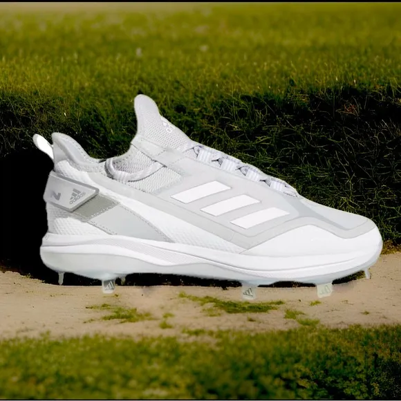 Adidas Icon 7 Boost Metal Cleat Baseball Heel Strap Shoe WHITE | SILVER Sz 13