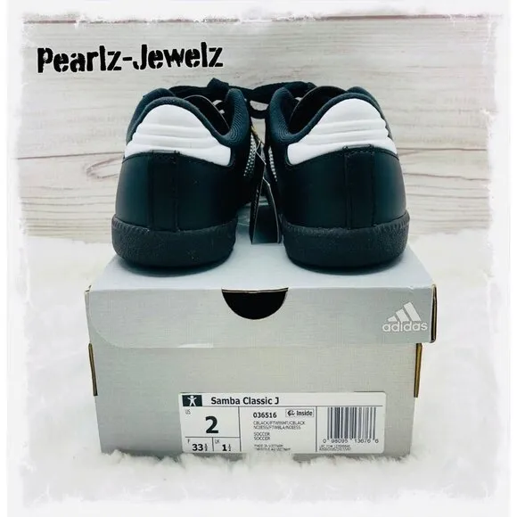 Adidas KIDS SAMBA CLASSIC J 036516 Black Shoes Size 2 NEW with Box